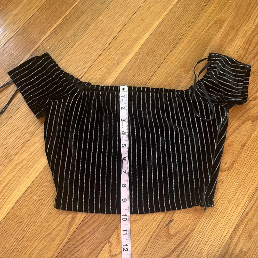 Stripped black sparkly crop top